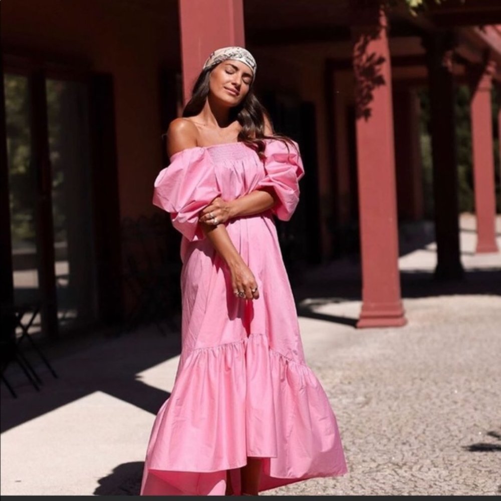 a line cotton dress h&m | Dresses | Hm Blogger Favorite Pink Puff Sleeve L bride dressing gown WHAT A WAY TO Size:UK 6 - (approx. US 2) Unlined.